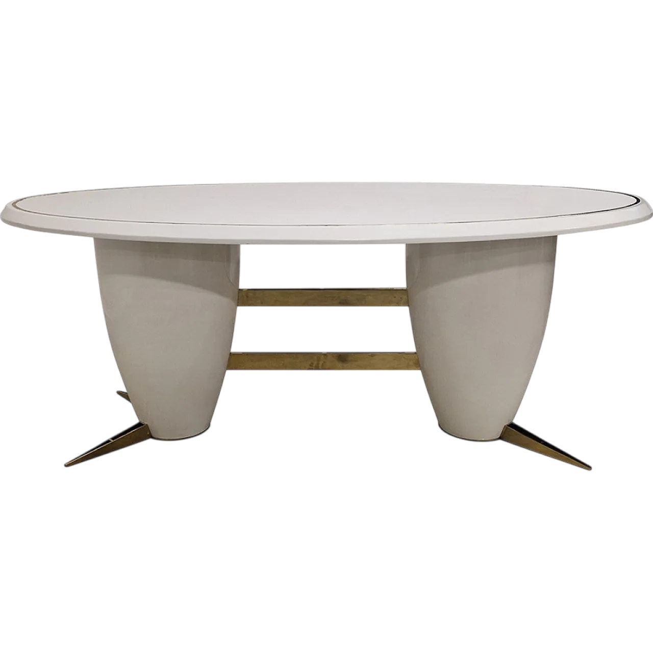 Oval table in white lacquered wood 8