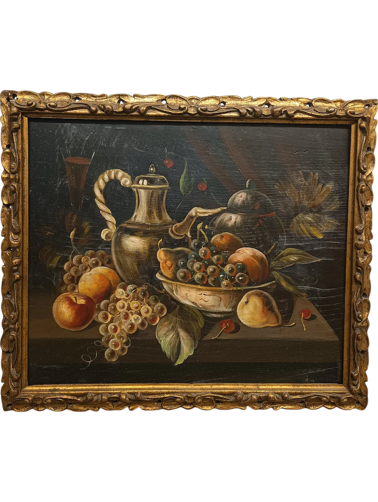 Flemish oil painting on wood, Still life, mid-19th century 7