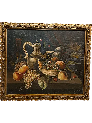 Flemish oil painting on wood, Still life, mid-19th century