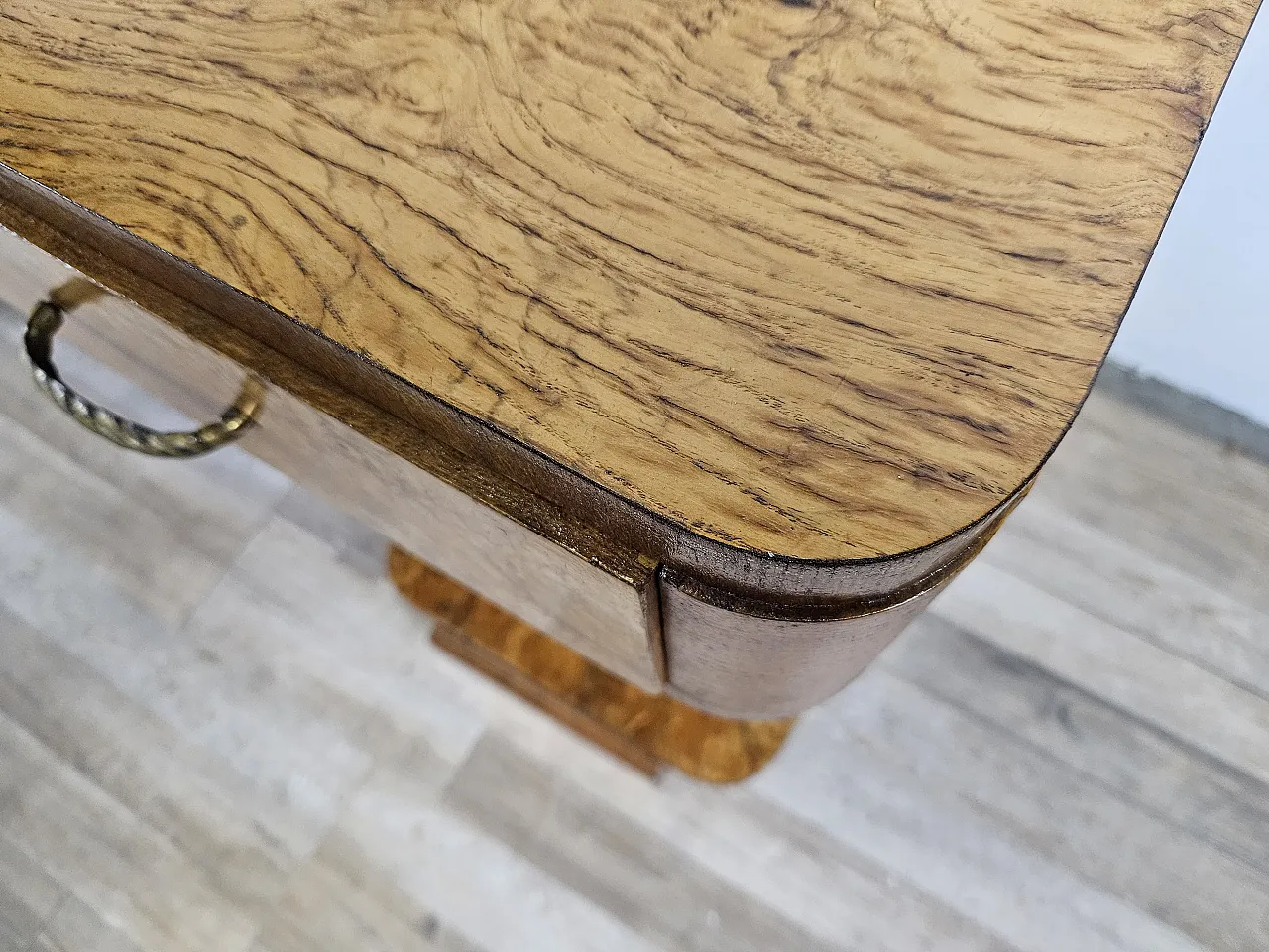 Art Deco console in walnut root with 3 drawers, 1930s 11