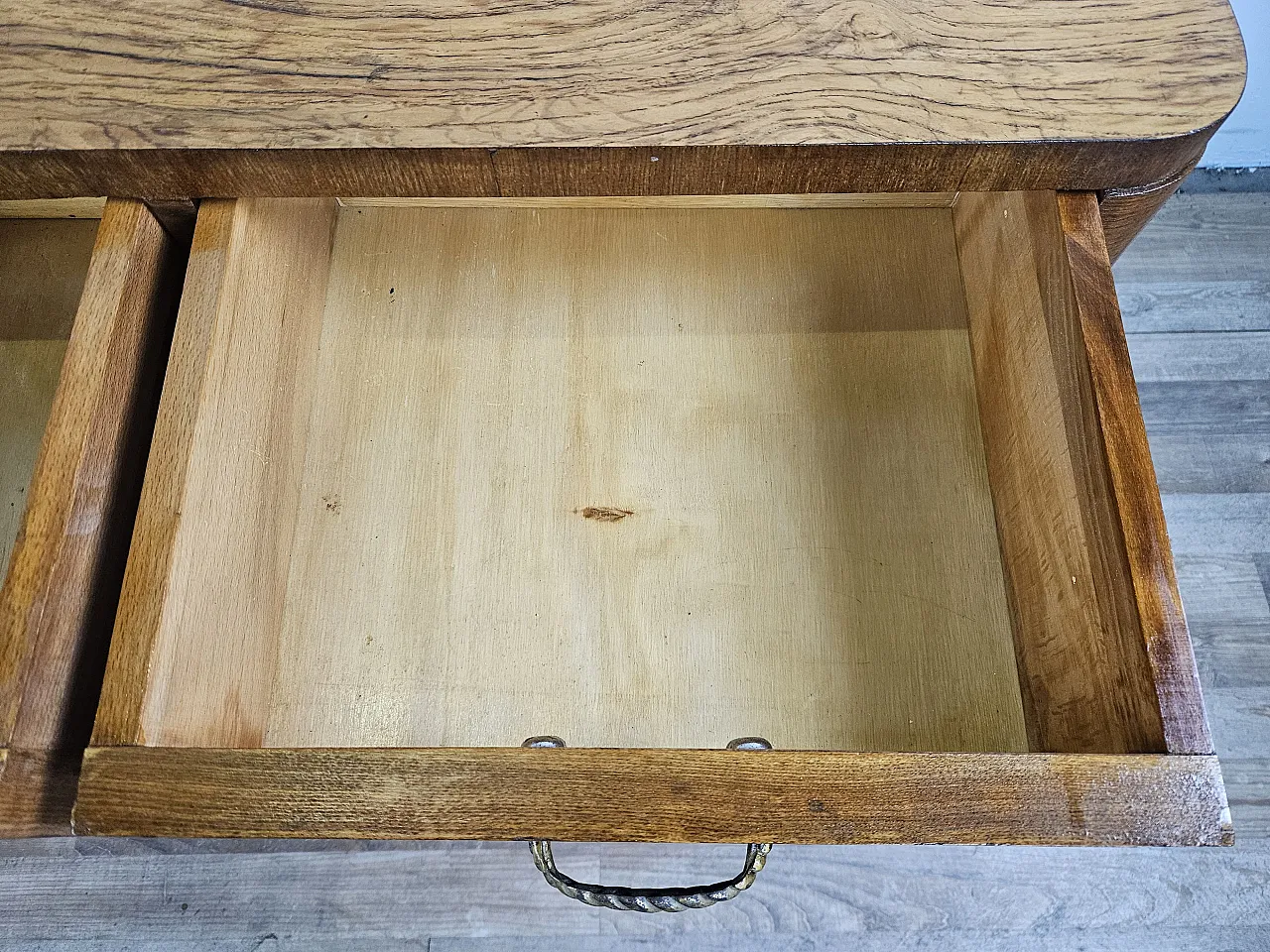 Art Deco console in walnut root with 3 drawers, 1930s 18