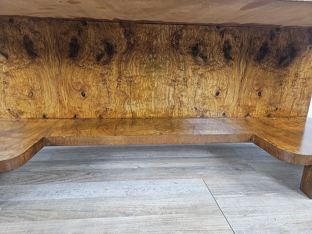 Art Deco console in walnut root with 3 drawers, 1930s 22