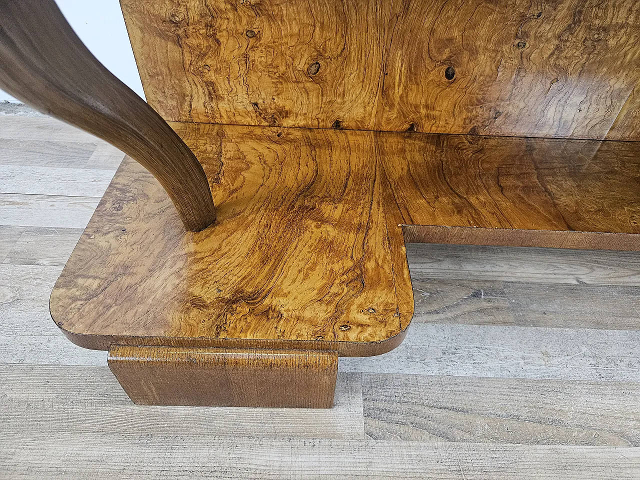 Art Deco console in walnut root with 3 drawers, 1930s 23