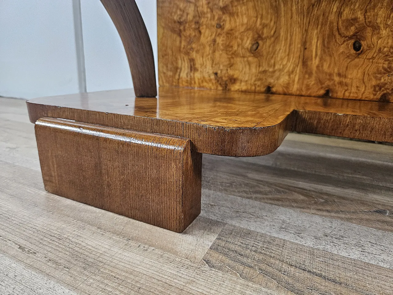 Art Deco console in walnut root with 3 drawers, 1930s 26