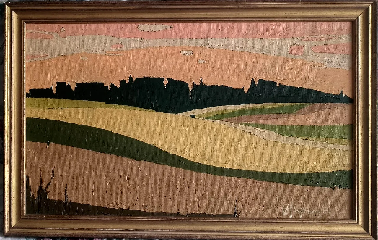 André Louis Freymond, Tuscan Landscape, Swiss painter, 70s 4