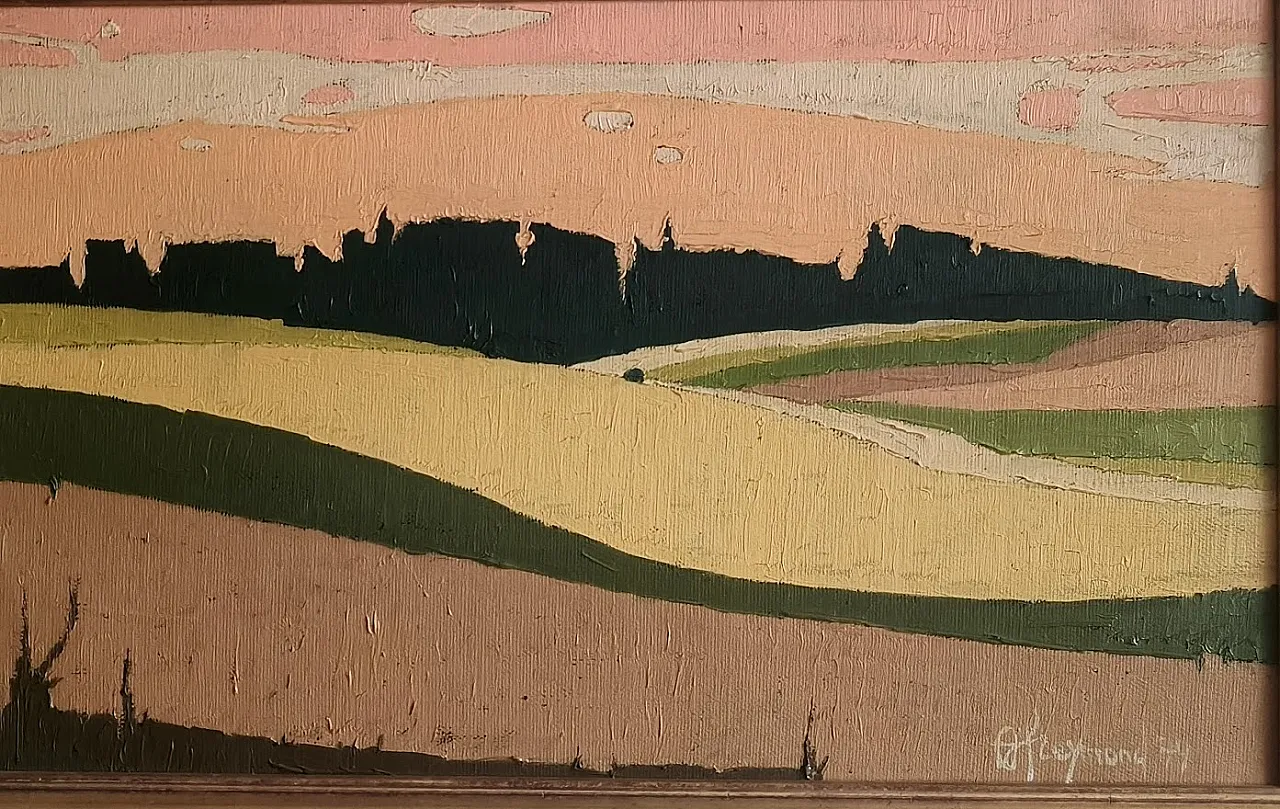 André Louis Freymond, Tuscan Landscape, Swiss painter, 70s 5