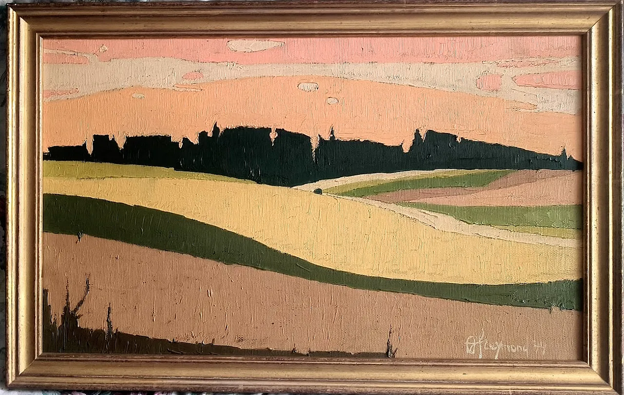 André Louis Freymond, Tuscan Landscape, Swiss painter, 70s 6