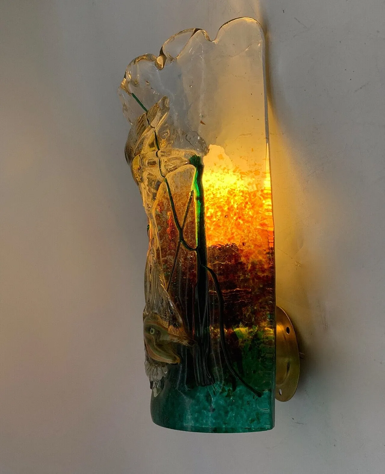 Layered Murano glass wall lamp by A.V.E.M., 1950s 3