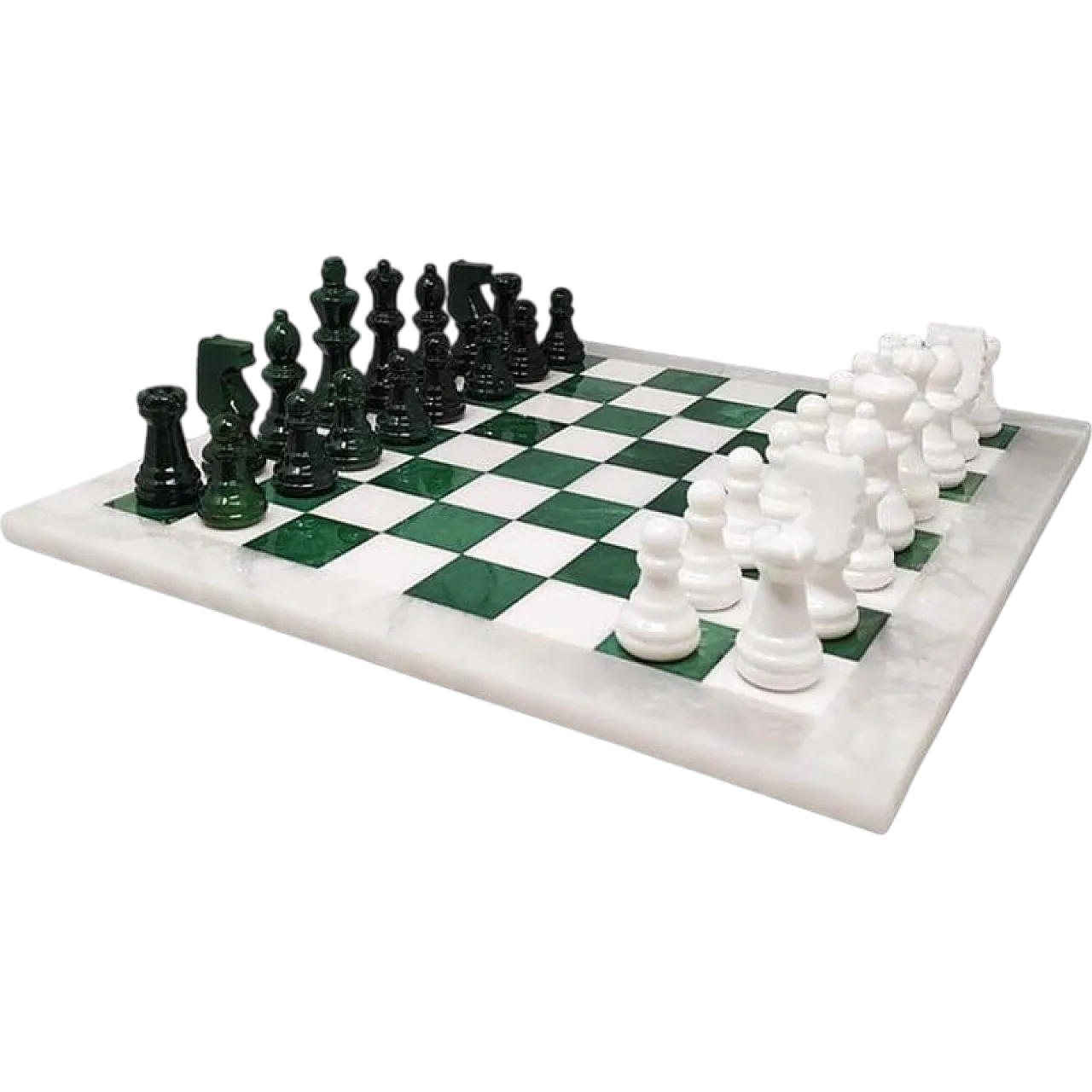 Chess set in Volterra alabaster handmade, 70s 9