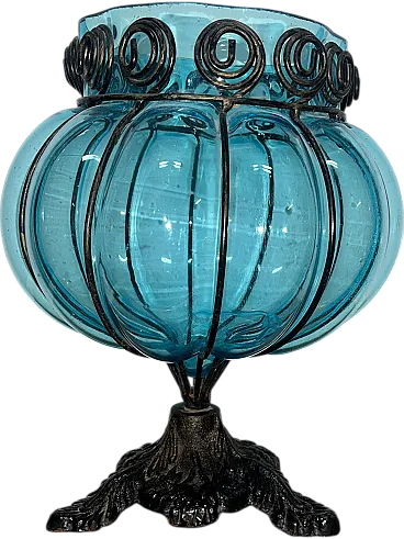 Glass vase blu, 60s