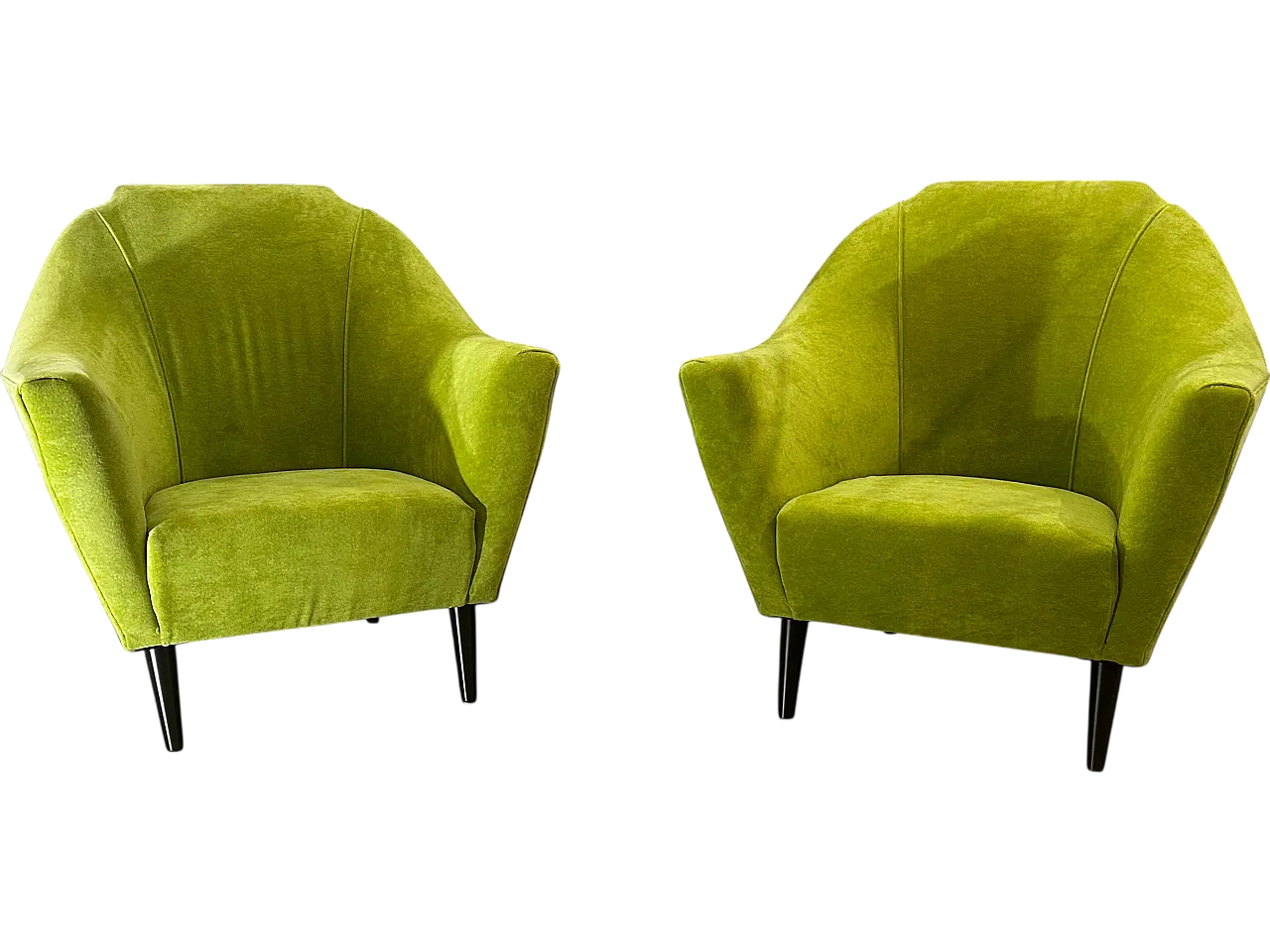 Pair of green armchairs, 50s 7