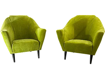 Pair of green armchairs, 50s