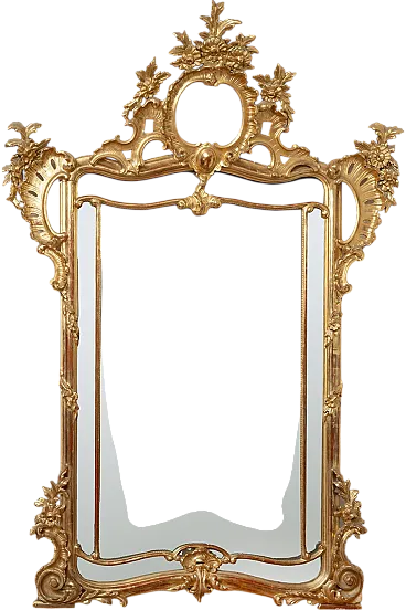 Antique Louis Philippe mirror in gilded and carved wood. Naples