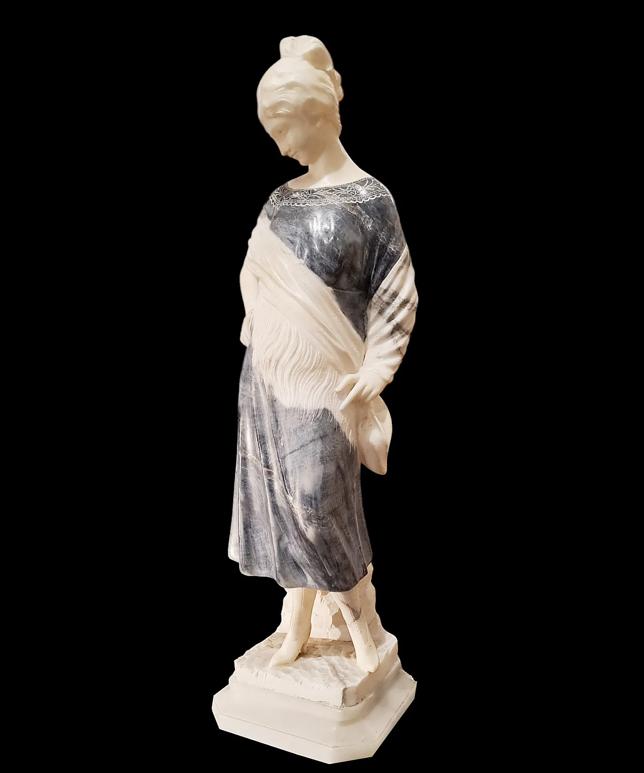 Guglielmo Pugi, Sculpture of a young woman white and gray marble, 19th 2