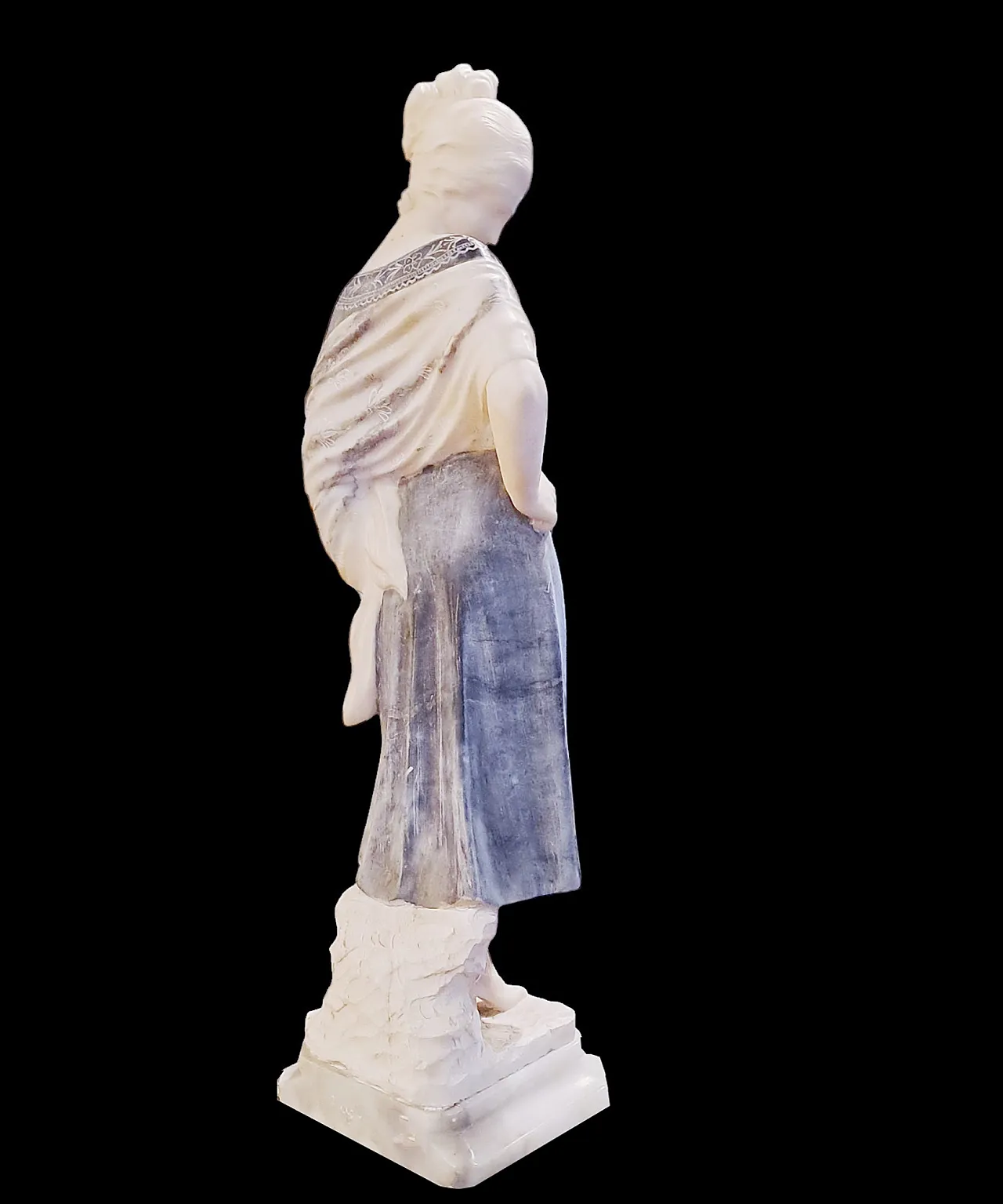 Guglielmo Pugi, Sculpture of a young woman white and gray marble, 19th 3