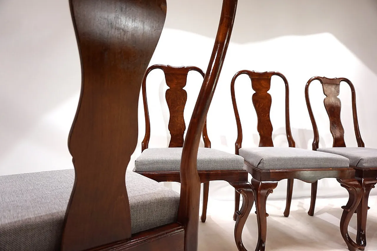 5 Queen Anne Mahogany Dining Chairs, 1920s 6