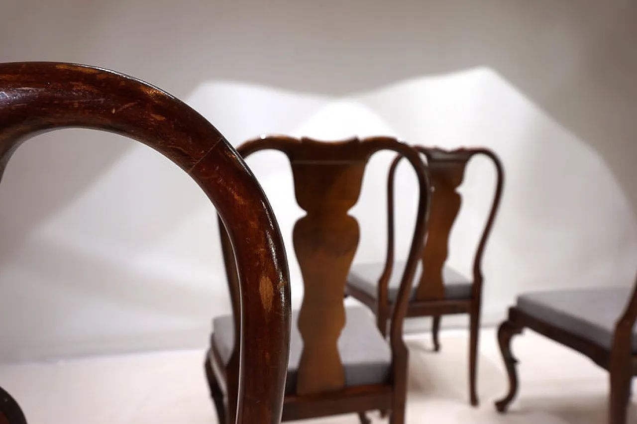 5 Queen Anne Mahogany Dining Chairs, 1920s 11