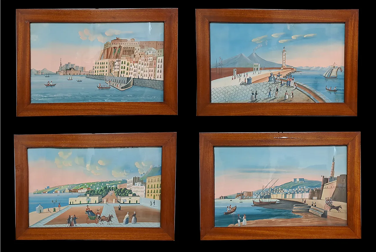 4 gouaches, Napoli, '900 1