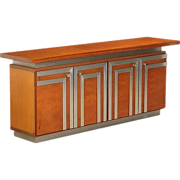 Credenza in radica impiallacciata e alluminio, fine '900