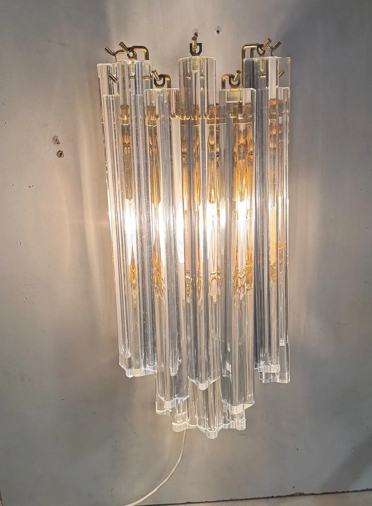 Pair of Murano Glass Prism Sconces, 70s 2