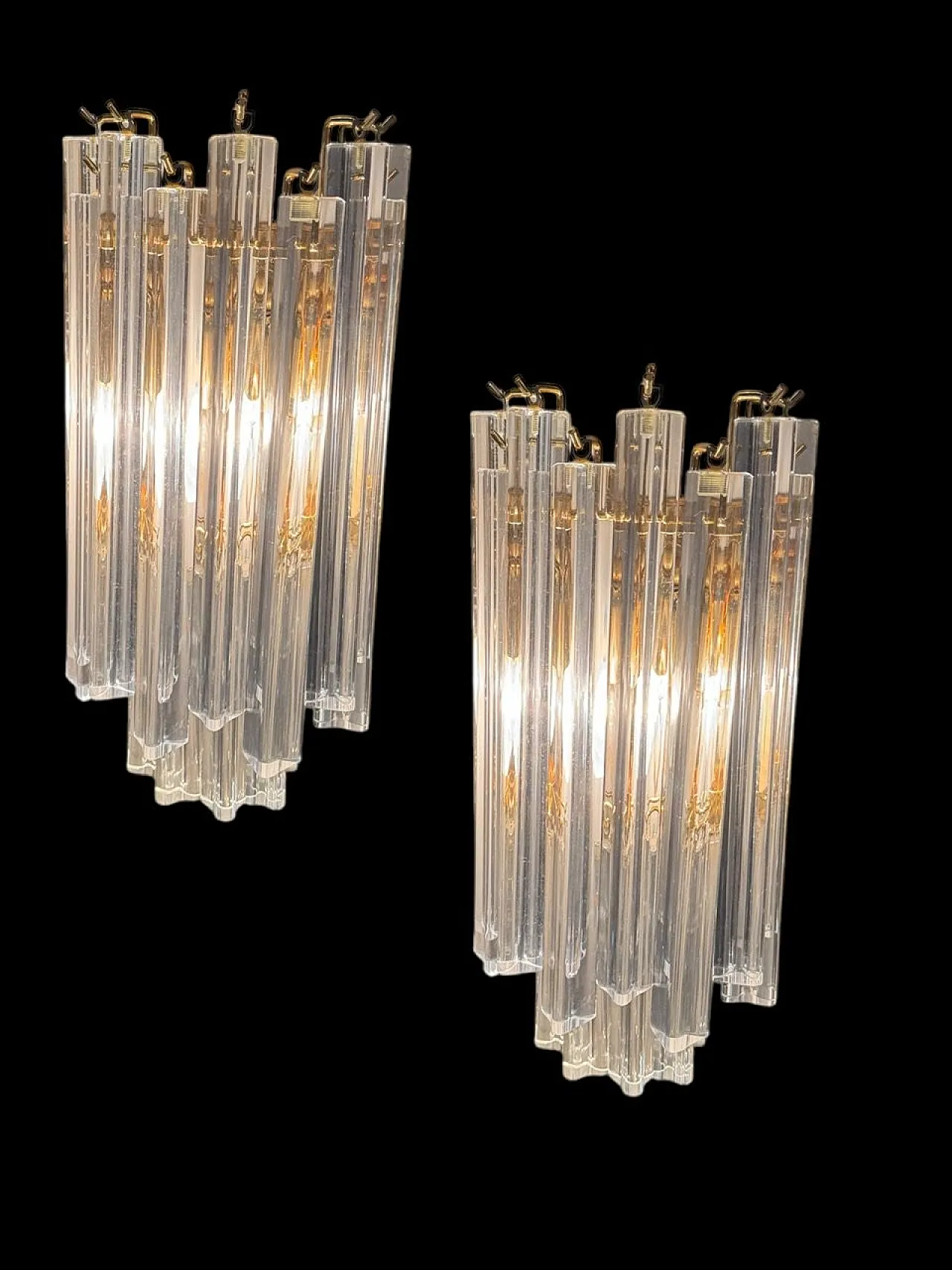 Pair of Murano Glass Prism Sconces, 70s 3