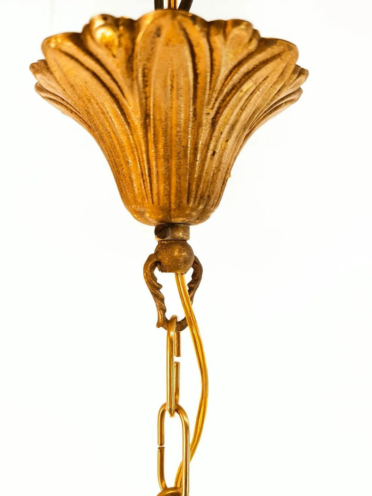 Four-light pendant lamp in decorated wood, 1940s 43