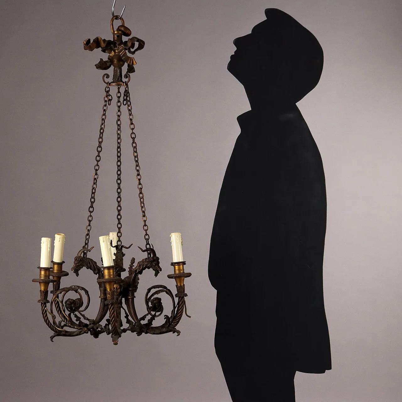 Neoclassical bronze chandelier, 20th century 2