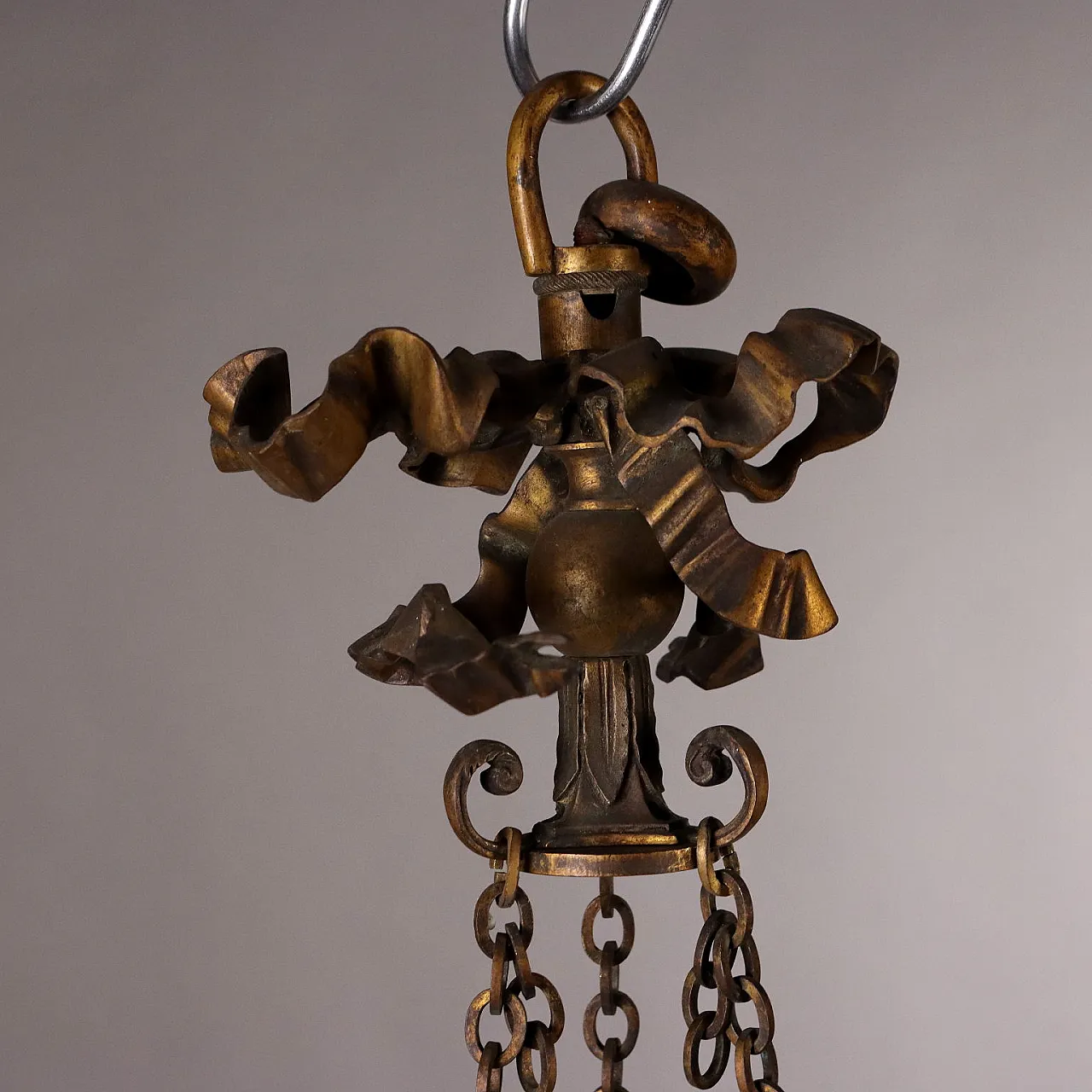 Neoclassical bronze chandelier, 20th century 4