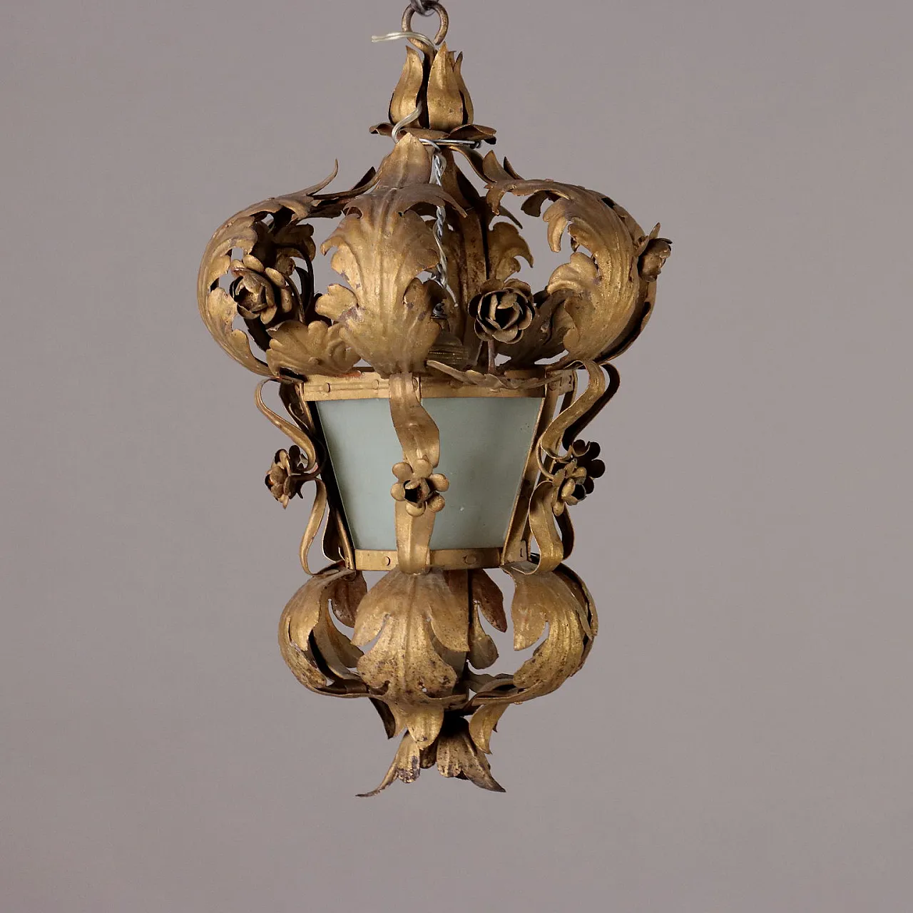 Gilded iron and glass chandelier, late 19th century 1