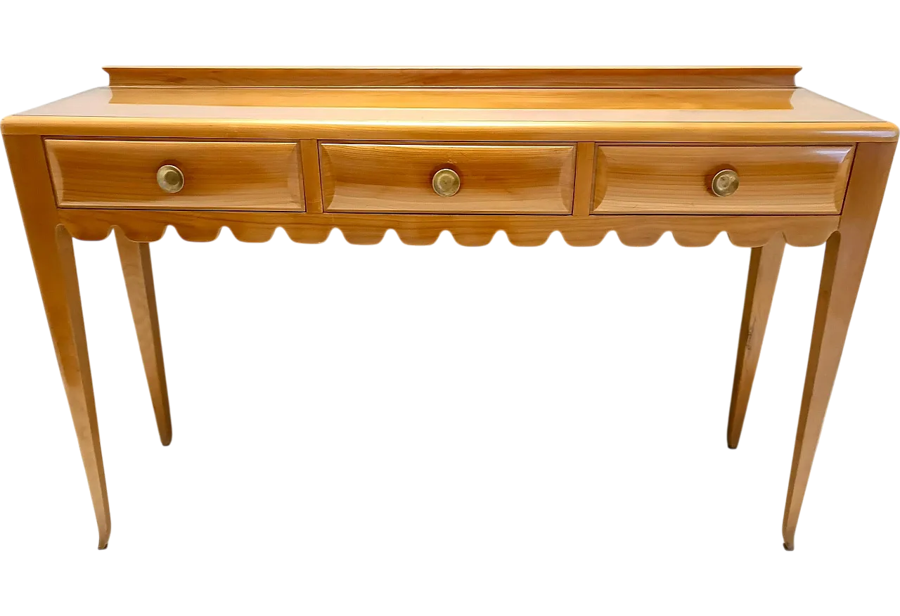 Console table by Paolo Buffa in cherrywood with glass top, 50s 21