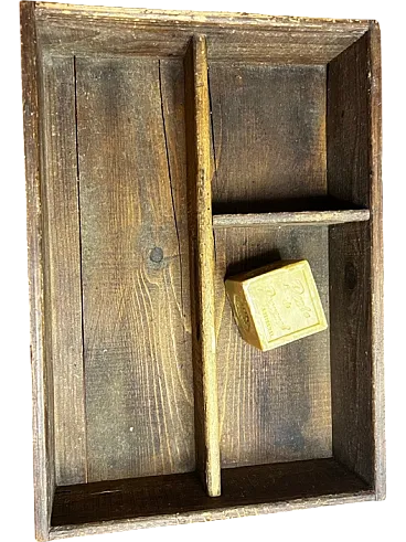 Antique wooden organizer box for for cutleries, tools, 20th century