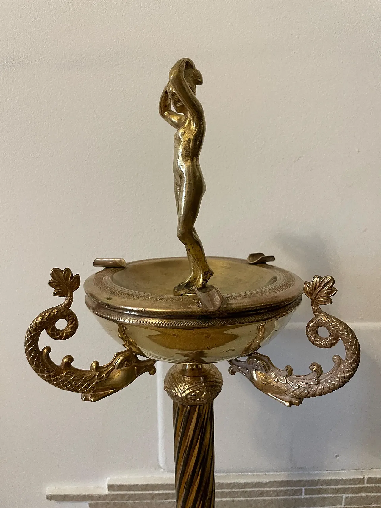 Standing ashtray in brass, 60s 9