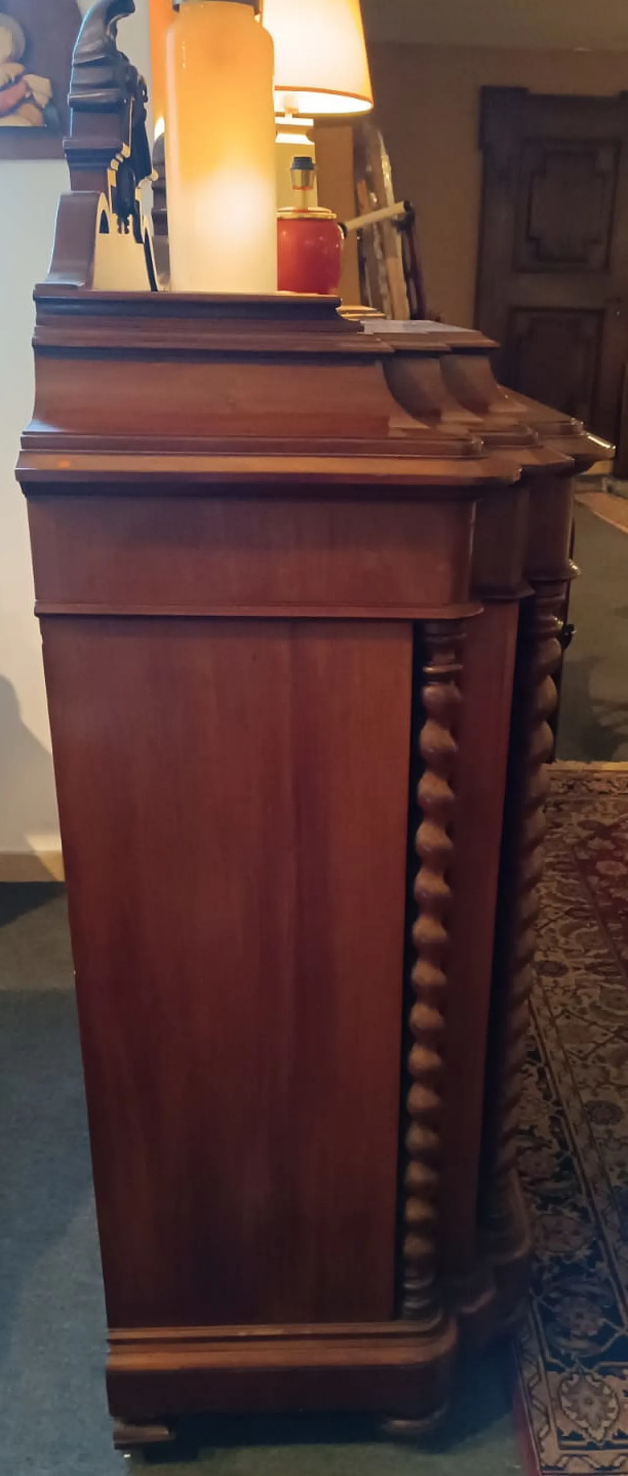 Pair of Biedermeier furniture in mahogany feather, 19th century 5