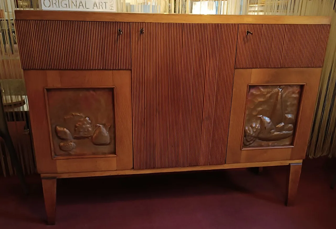 3 door sideboard in walnut by La Permanente Mobili Cantù, 70s 1