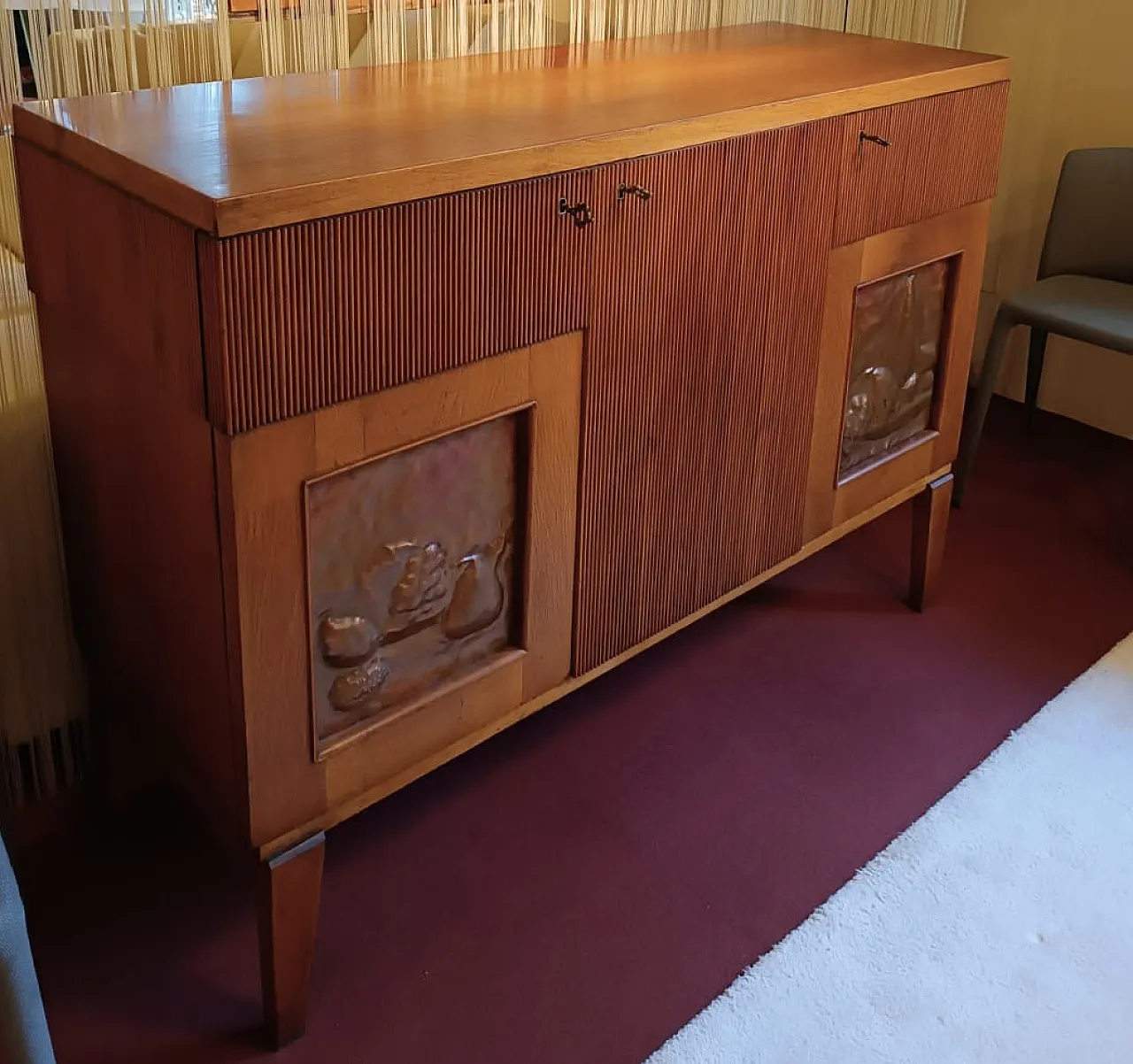 3 door sideboard in walnut by La Permanente Mobili Cantù, 70s 2