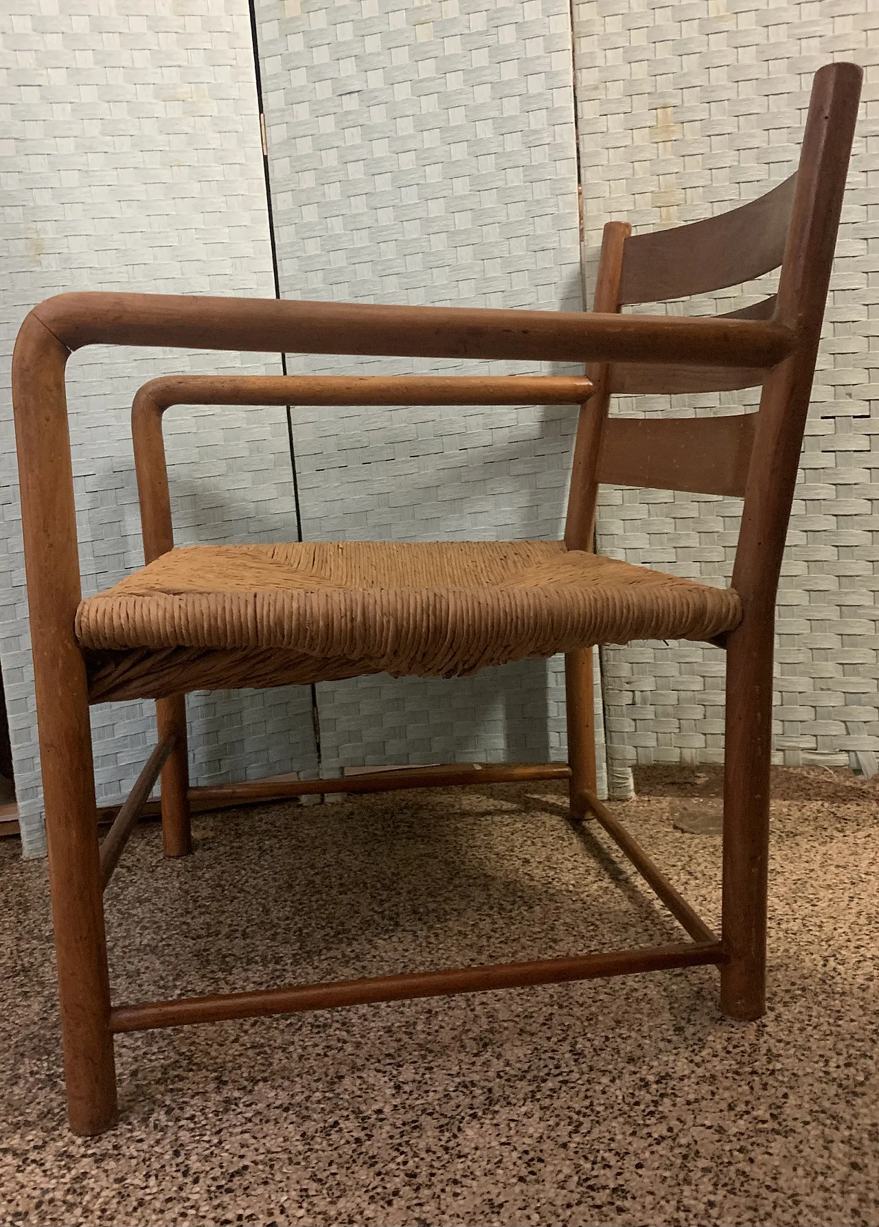 Emanuele Rambaldi straw armchair for Chiappe, Chiavari, 1930s 2