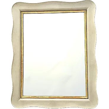 Pair of ivory lacquered wooden wall mirrors by Paolo Buffa, 50s