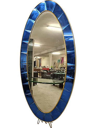 Cristal Art blu mirror, 50s