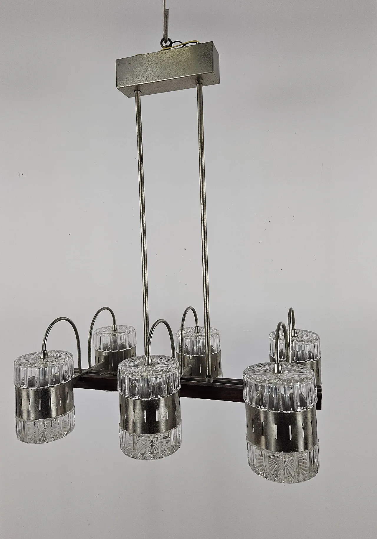 Six-point chandelier in Murano glass and metal, 1970s 1