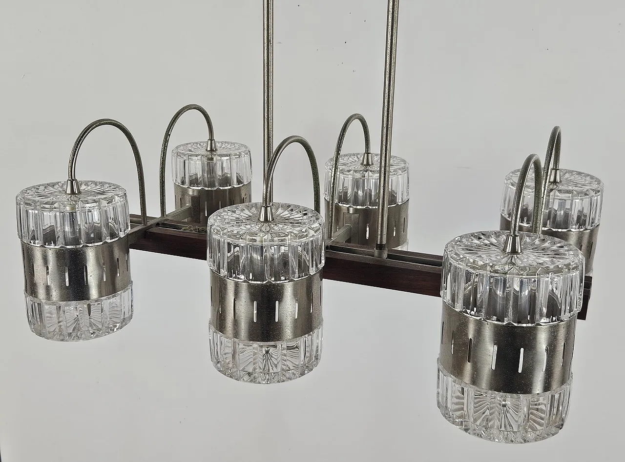 Six-point chandelier in Murano glass and metal, 1970s 2