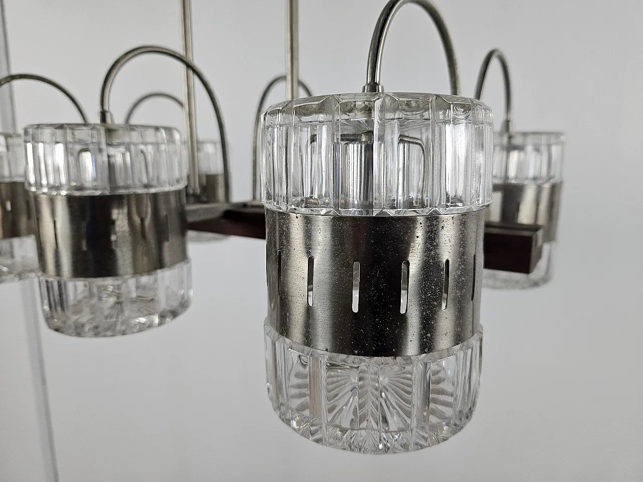 Six-point chandelier in Murano glass and metal, 1970s 3