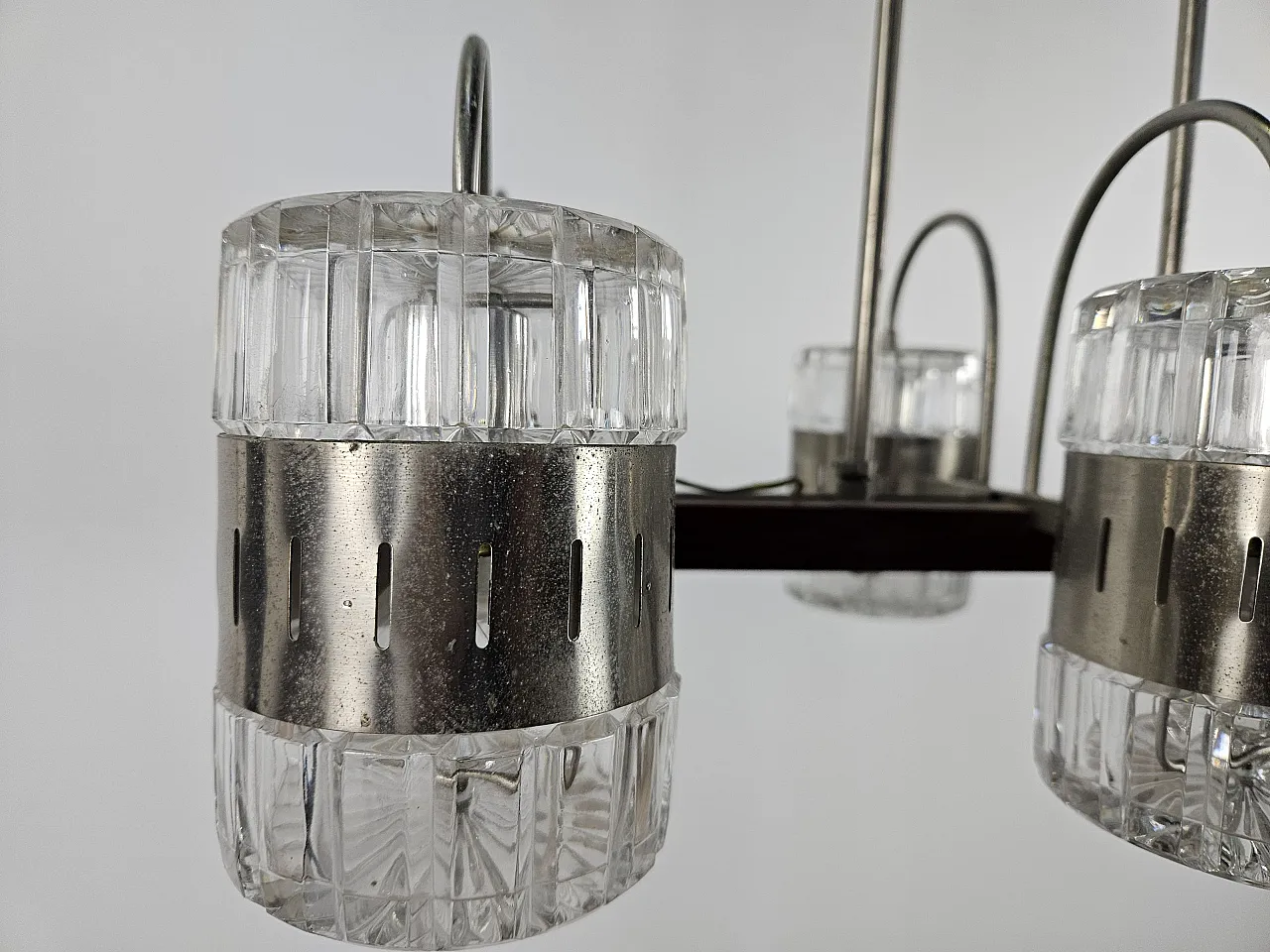 Six-point chandelier in Murano glass and metal, 1970s 5