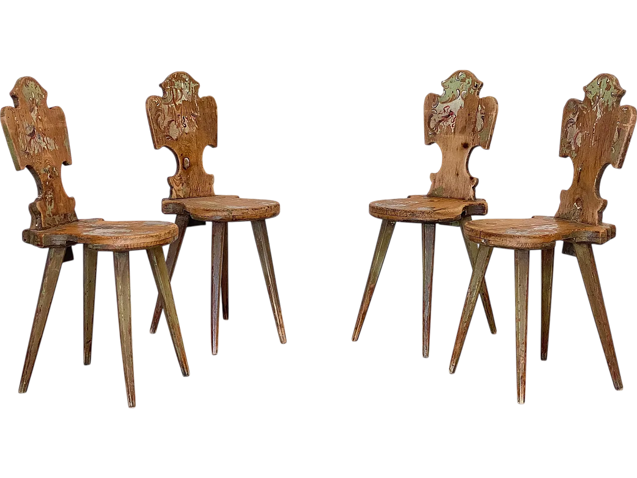 Set of 4 rustic Tyrolean chairs, 60s 30