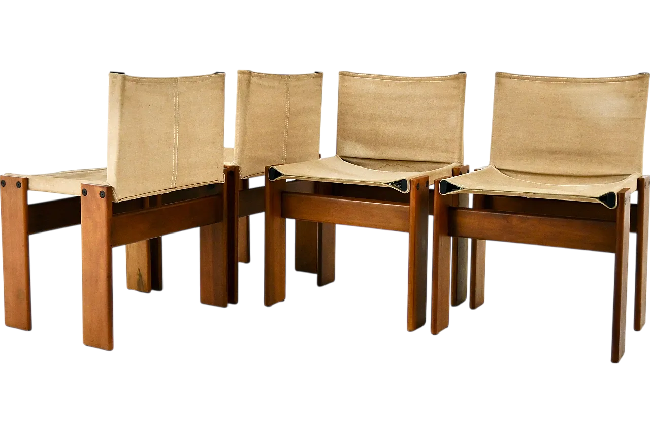 4 Monk dining chairs by Afra & Tobia Scarpa for Molteni, 1970s 9