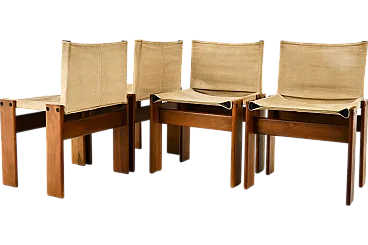 4 Monk dining chairs by Afra & Tobia Scarpa for Molteni, 1970s