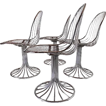 Chromed Steel Chairs, Gastone Rinaldi for RIMA, Italian 70s