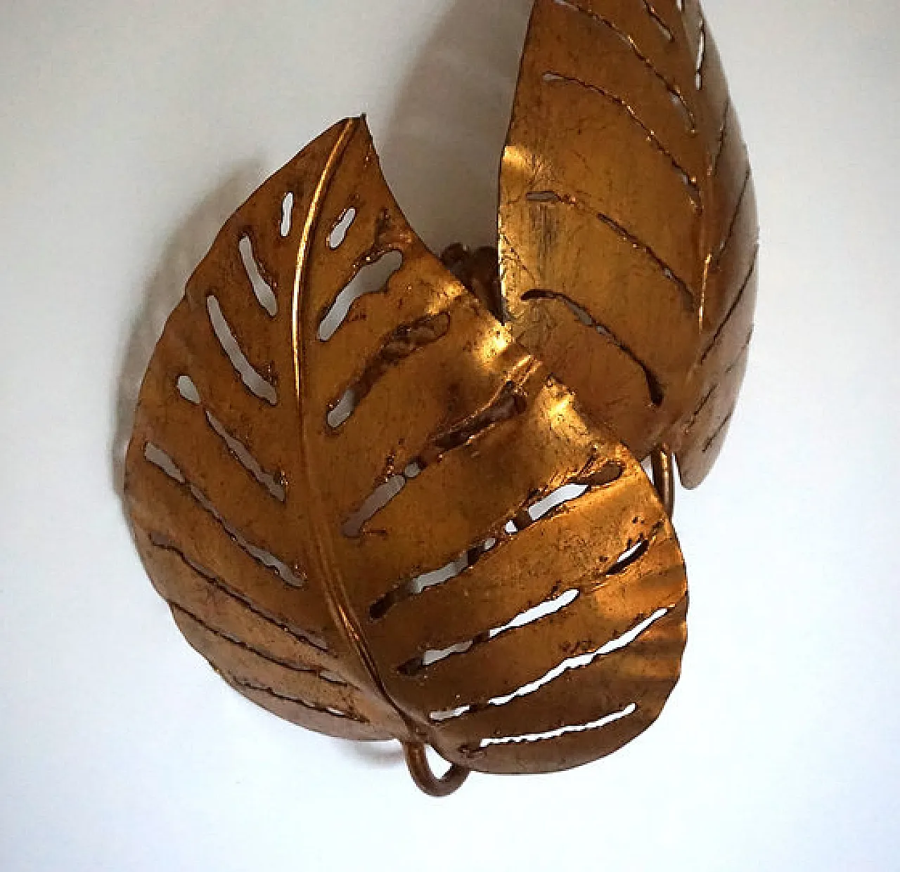 Pair of Monstera double leaf wall lights by Maison Jansen, 1970s 4