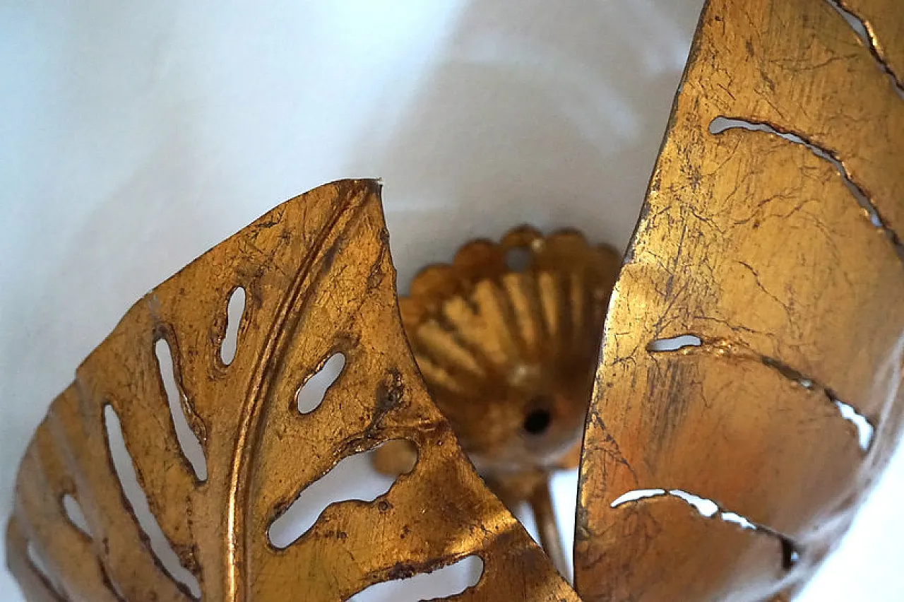 Pair of Monstera double leaf wall lights by Maison Jansen, 1970s 10