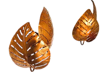 Pair of Monstera double leaf wall lights by Maison Jansen, 1970s