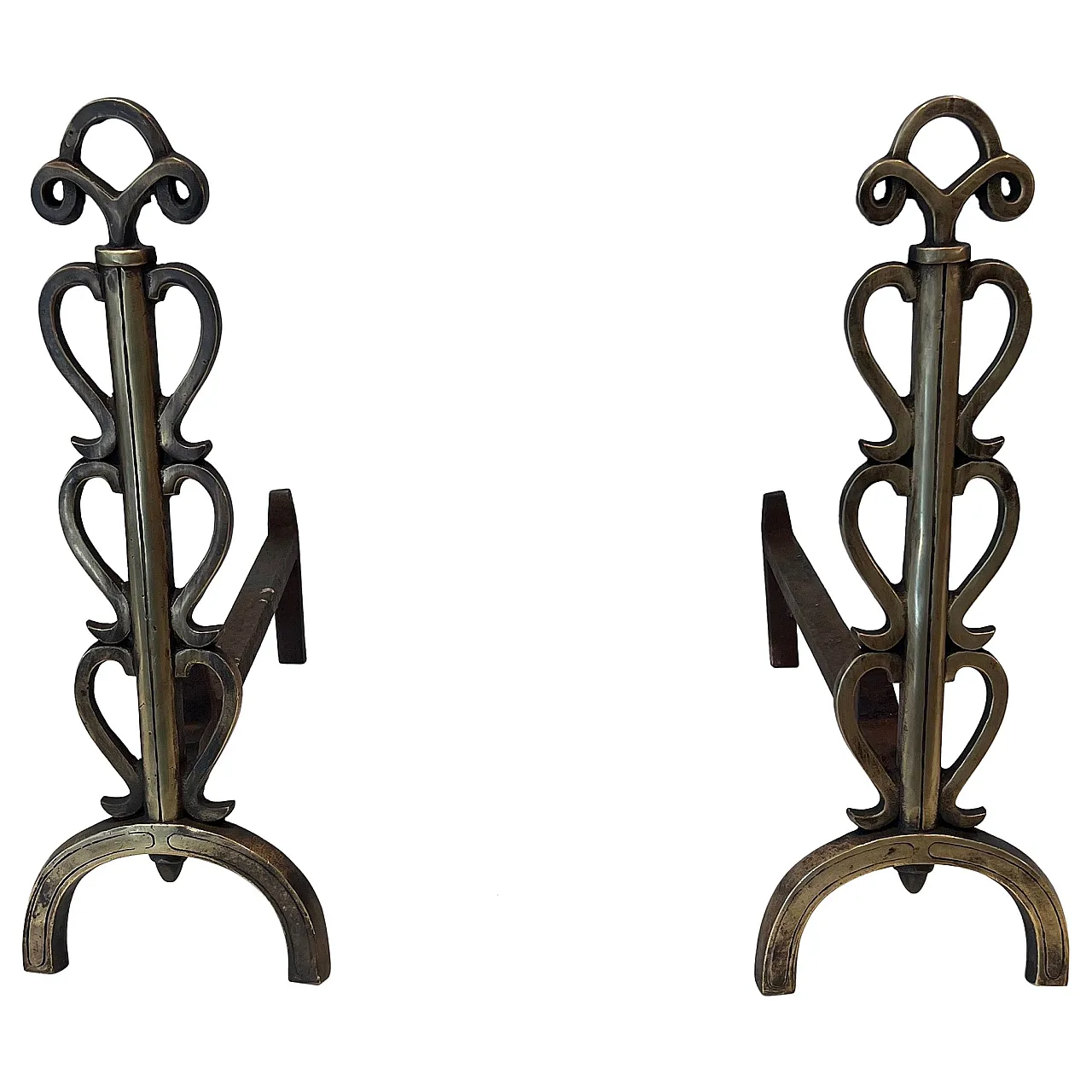 Pair of brass candelabra in the style of Raymond Subes, 1970s 1